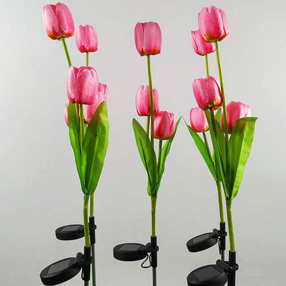 Skorter | Solar Tulip Lawn Light Outdoor Garden LED Tulip Flower Light Ground Stake Landscape Light