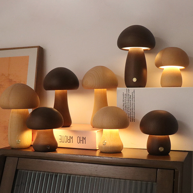 Skorter | EcoGlow Rechargeable Wooden Mushroom Table Lamp
