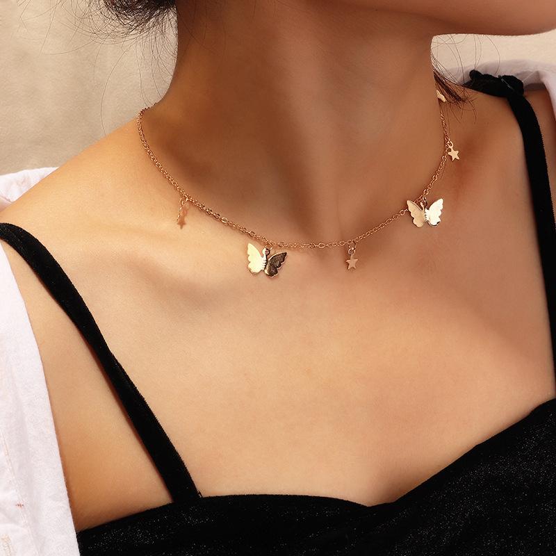 Skorter | Butterfly and Star Pendant Necklace