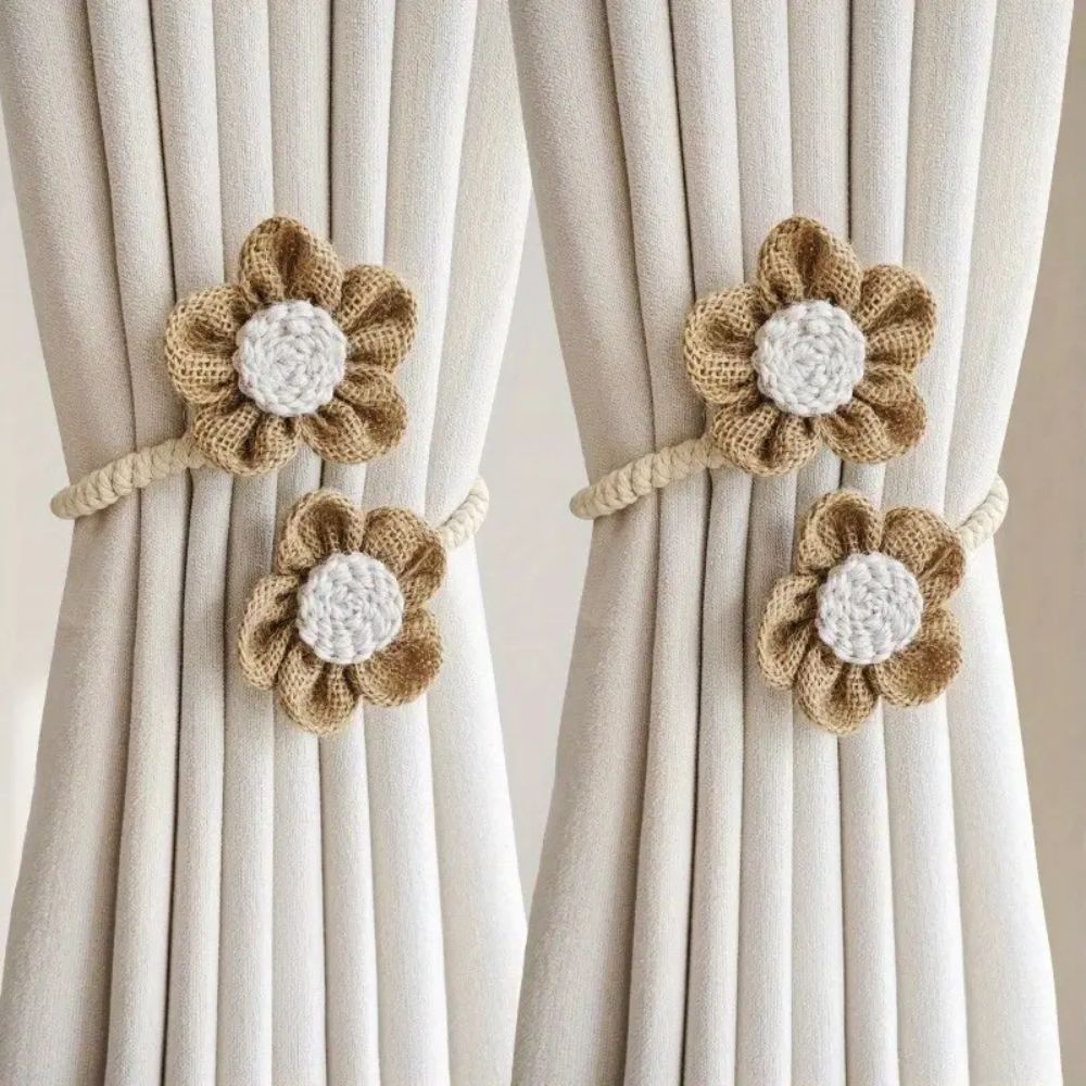 Skorter | Floral Hemp Curtain Tie Back | 2Pcs Set