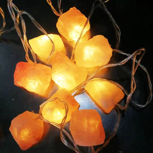 Skorter | SolaraGleam Himalayan Salt String Lights | Warm Amber Light | Portable Natural Crystal Decoration for Home