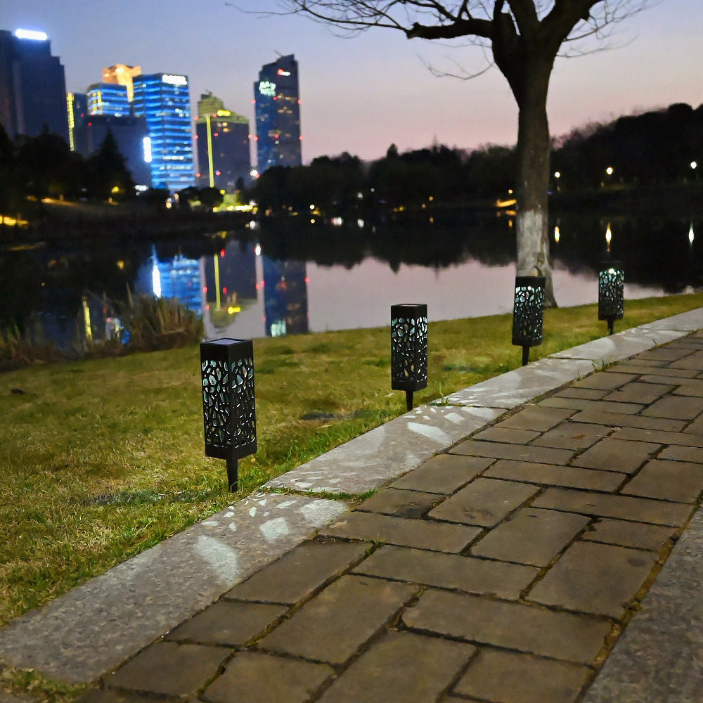Skorter | Outdoor Solar Hollow Square Column LED Patio Lawn Ground Stake Light