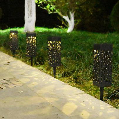 Skorter | Outdoor Solar Hollow Square Column LED Patio Lawn Ground Stake Light