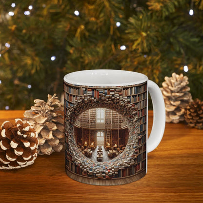 skorter | 3d Bookshelves Library Book Lovers Ceramic Mug