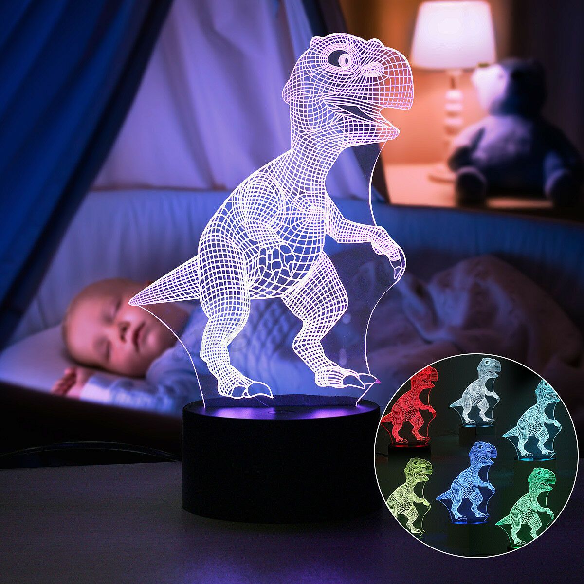 Skorter | Dinosaur Night light - 3D Dinosaur Light - T Rex Night Light