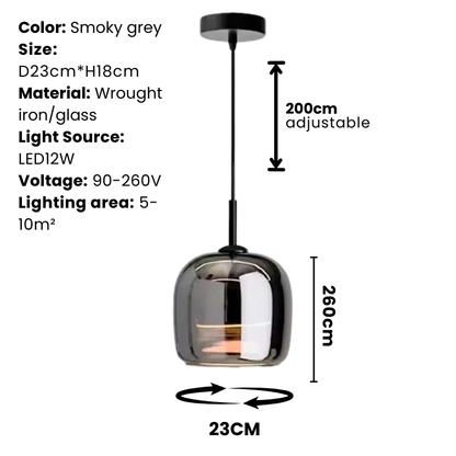 Skorter | Nordic Black Glass Pendant Light Fixture - Modern Hanging Lamp for Kitchen Island & Dining Room