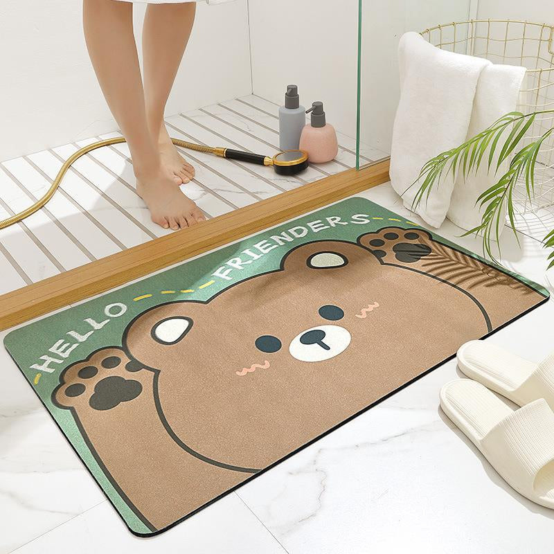 skorter | Cartoon Anti-Slip Bath Mat, Washable Quick Drying Antibacterial Foot Mat
