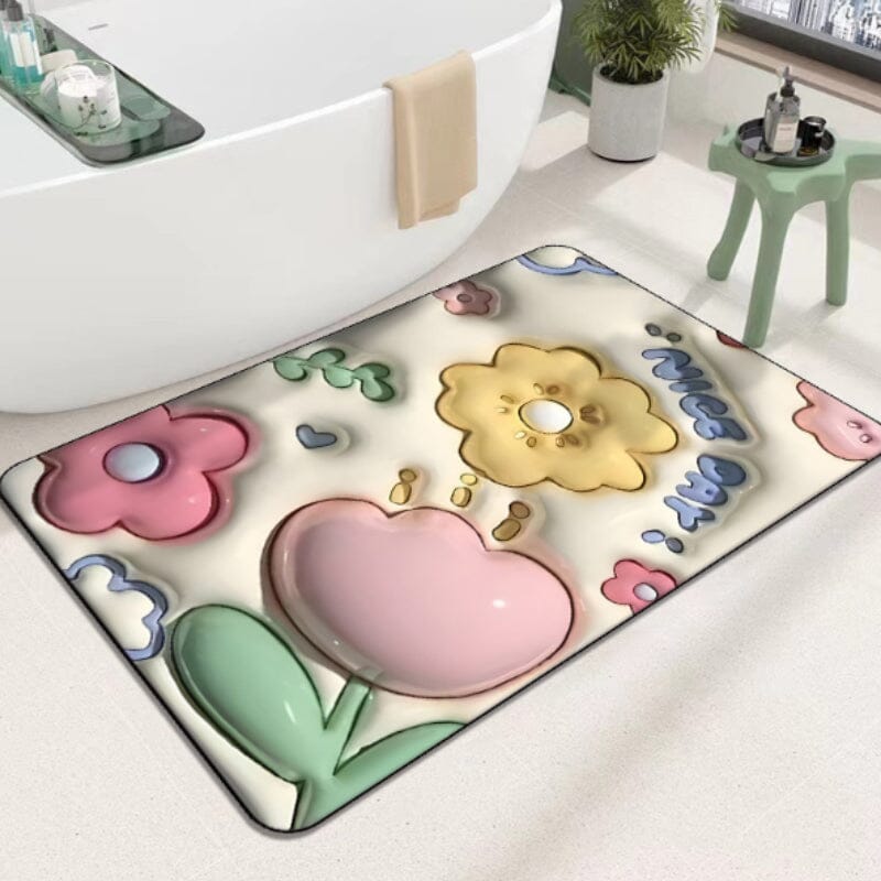skorter | 3d-flower soft, absorbent mat for the bathroom