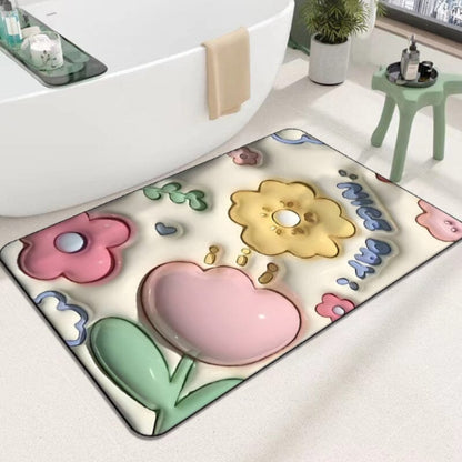 skorter | 3d-flower soft, absorbent mat for the bathroom