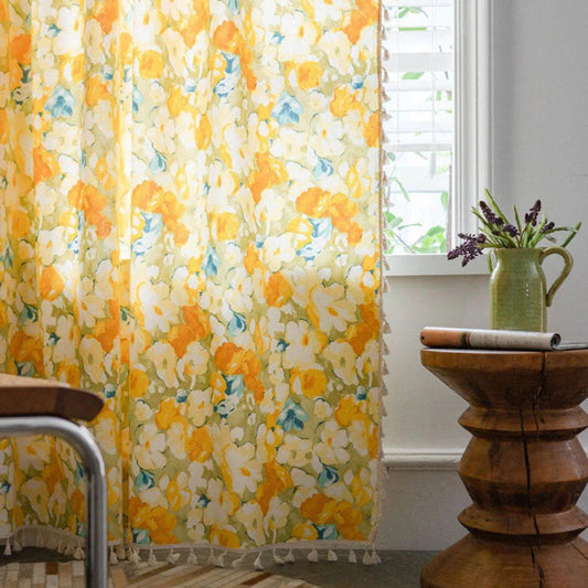 Skorter | Sunshine Blooms Floral Tasseled Curtain