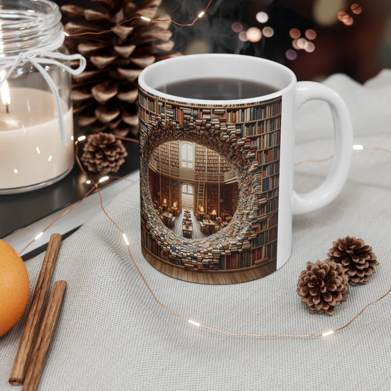 skorter | 3d Bookshelves Library Book Lovers Ceramic Mug