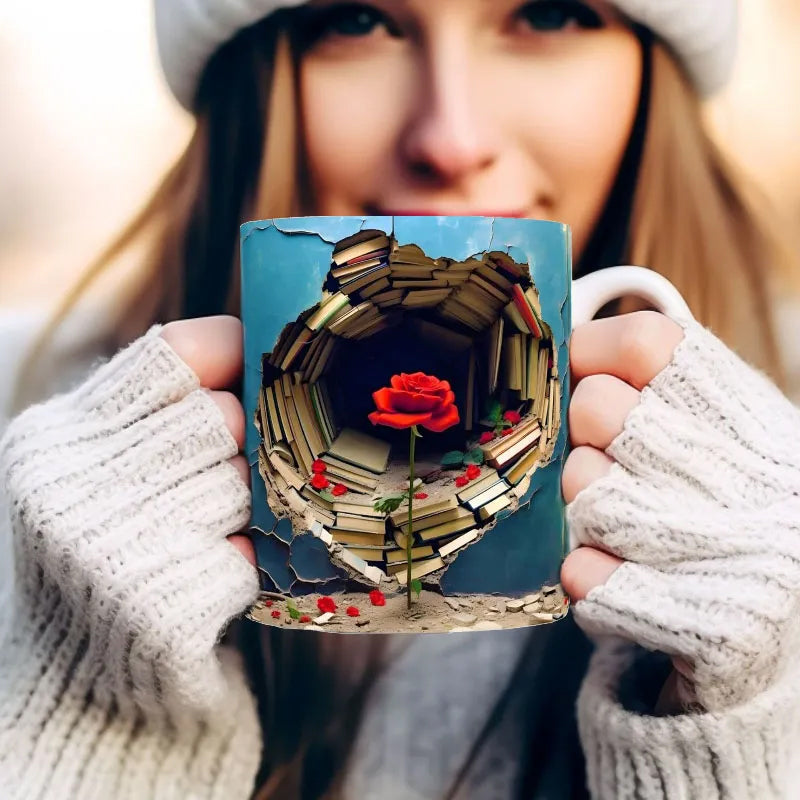 skorter | 3d Floral Book Shelf Rissloch Coffee Mug