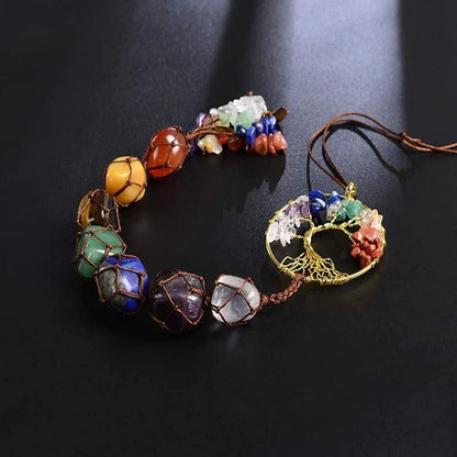 skorter | 7 Chakra Stone Healing Crystal Tree of Life Decoration