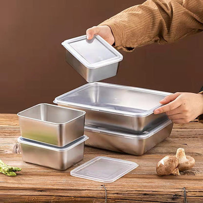 skorter | 304 Stainless Steel Square Plate with Lid Food Storage Container for the Kitchen
