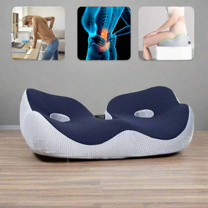 Skorter | Adjustable Memory Foam Seat Cushion for Sit Bone Relief | Ergonomic Design for Office Chair and Car Use