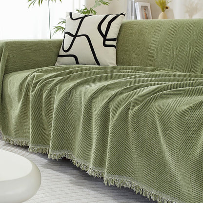 Skorter | Chenille Blanket Herringbone Tassel Sofa Cover