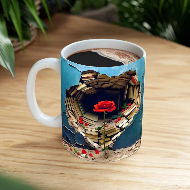 skorter | 3d Floral Book Shelf Rissloch Coffee Mug