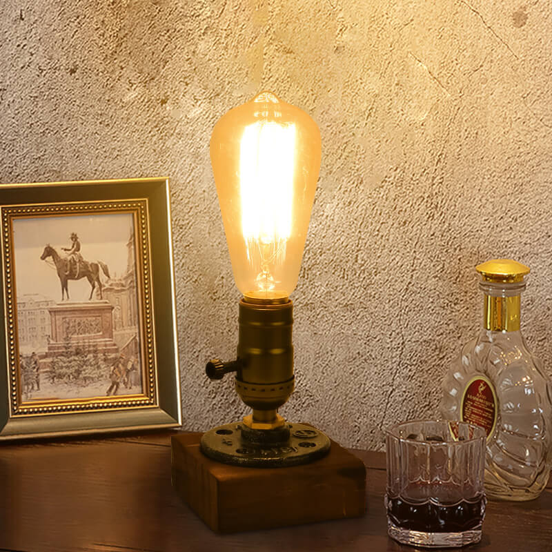 Skorter | Vintage Industrial Iron Light Bulb 1-Light Table Lamp