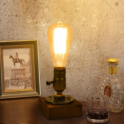 Skorter | Vintage Industrial Iron Light Bulb 1-Light Table Lamp