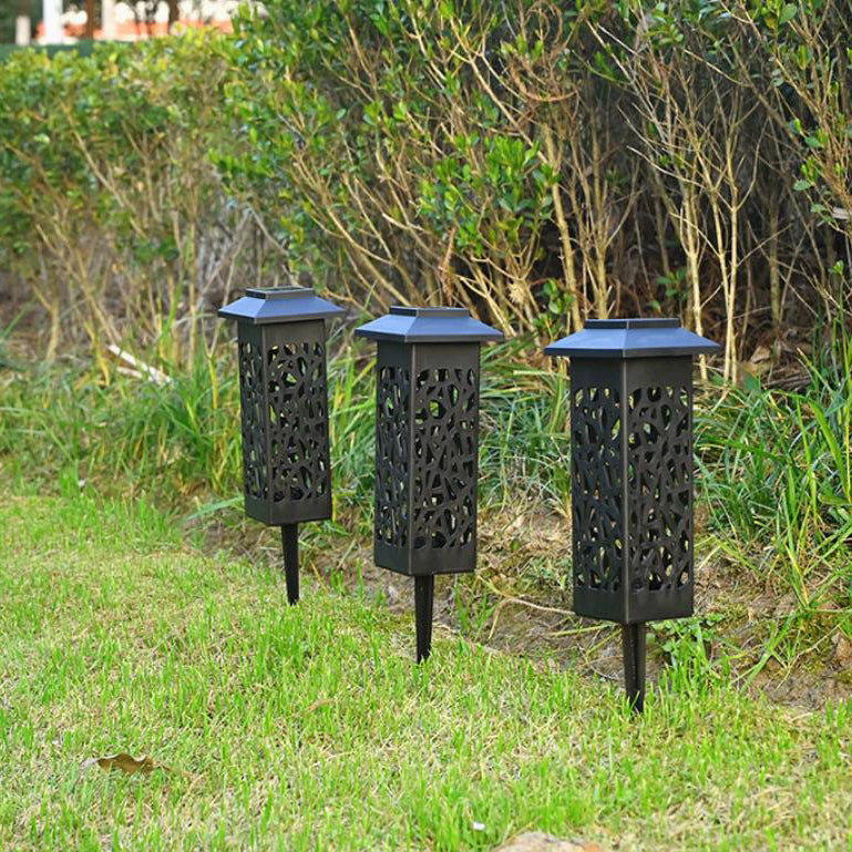 Skorter | Outdoor Solar Hollow Square Column LED Patio Lawn Ground Stake Light