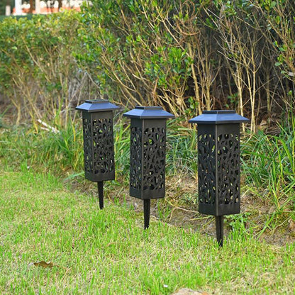 Skorter | Outdoor Solar Hollow Square Column LED Patio Lawn Ground Stake Light