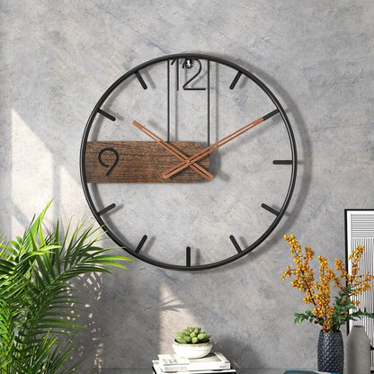 Skorter | Steel-Walnut Wall Clock | Modern Industrial Design with Walnut Wood