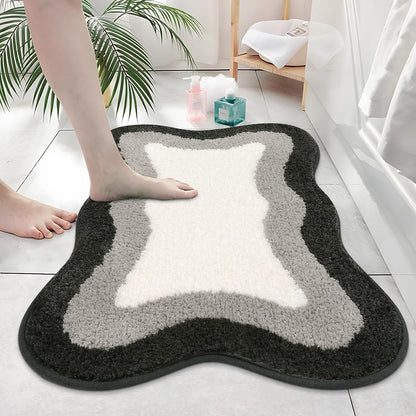 Skorter | Black Gradient Bath Mats, Carpet for Bathrooms, Cute Non-Slip Irregular Carpet for Shower Room