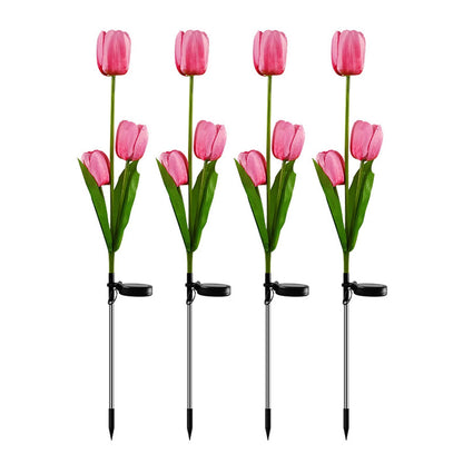 Skorter | Solar Tulip Lawn Light Outdoor Garden LED Tulip Flower Light Ground Stake Landscape Light