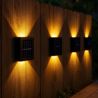 Skorter | Solar-Powered LED Wall Lights | Weatherproof, Automatic Operation & Ideal for Garden and Driveway Illumination