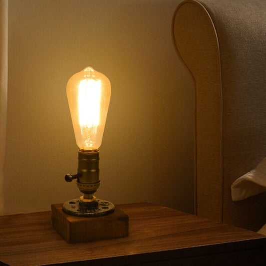 Skorter | Vintage Industrial Iron Light Bulb 1-Light Table Lamp