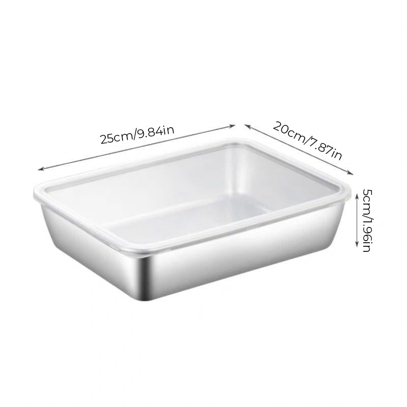 skorter | 304 Stainless Steel Square Plate with Lid Food Storage Container for the Kitchen