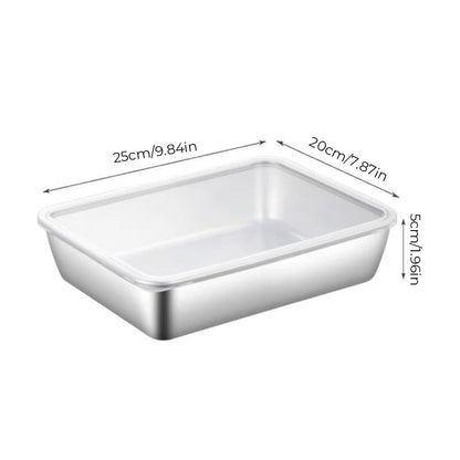 skorter | 304 Stainless Steel Square Plate with Lid Food Storage Container for the Kitchen