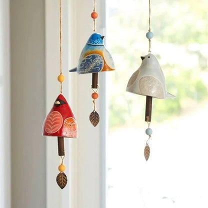 skorter | Ceramic Bird Wind Chime Singing Bell Garden Yard Home Decor