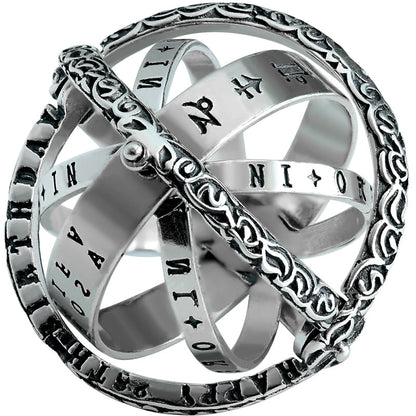 Skorter | Cool Retro Foldable Silver Ring with Universe Sphere, Made of 925 Silver, Creative Gift for Men and Women