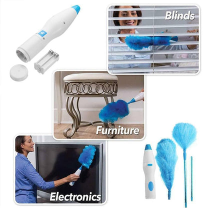 Skorter | 360° rotating electric spin duster motorized dust cloth with 2 brushes