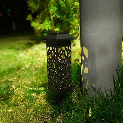 Skorter | Outdoor Solar Hollow Square Column LED Patio Lawn Ground Stake Light