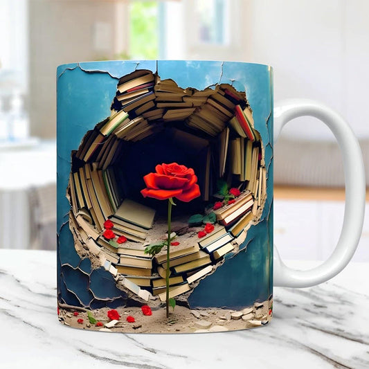 skorter | 3d Floral Book Shelf Rissloch Coffee Mug