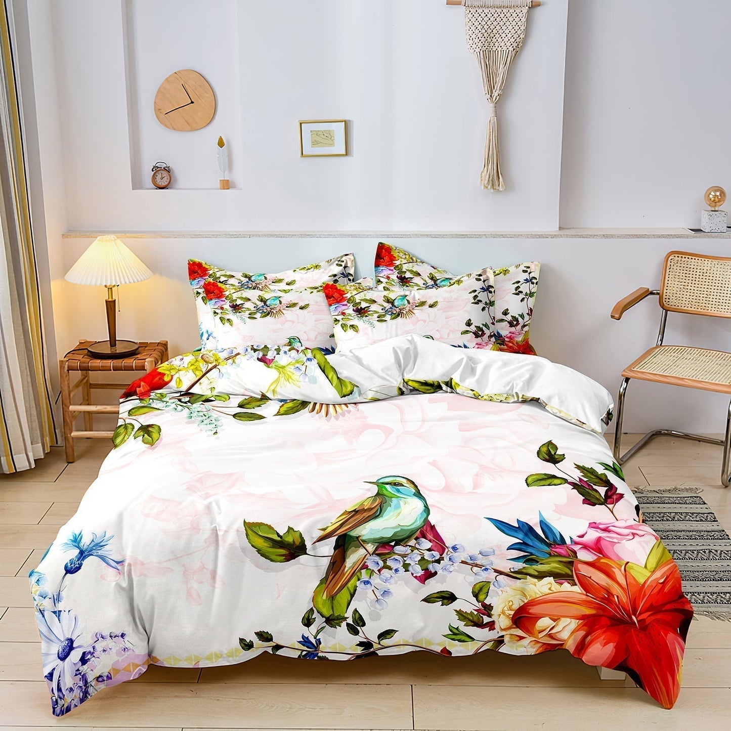 Skorter | FlightBloom - Luxurious Floral and Bird Bedding