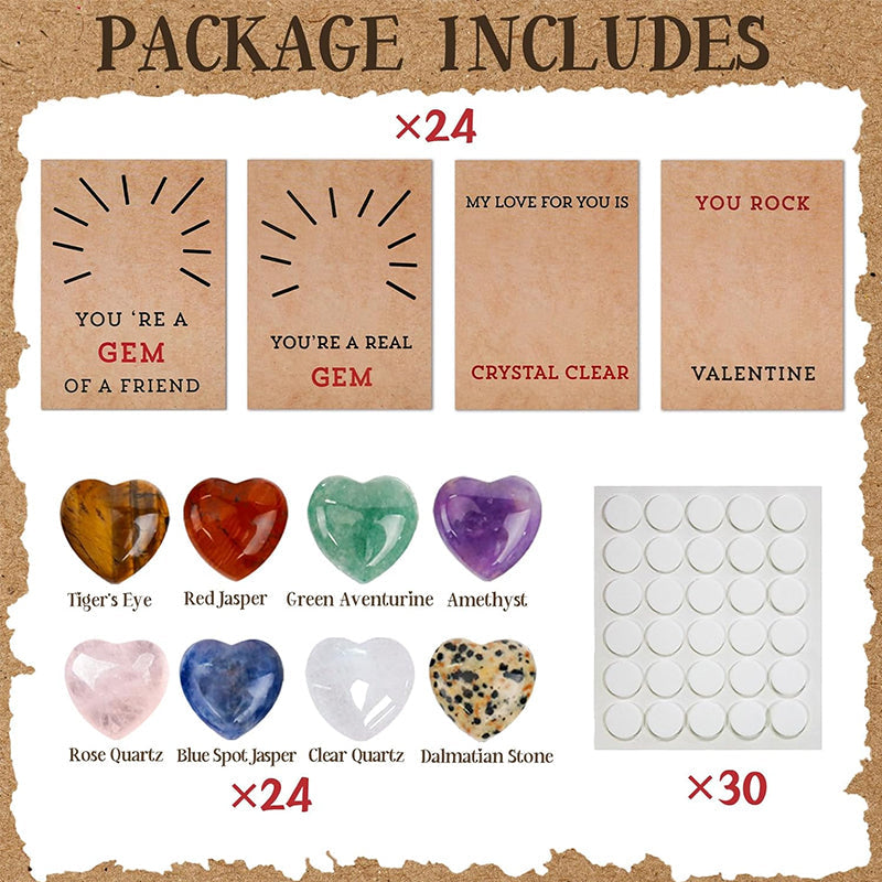 Skorter | 24-pack Valentine's Day cards with heart-shaped crystals