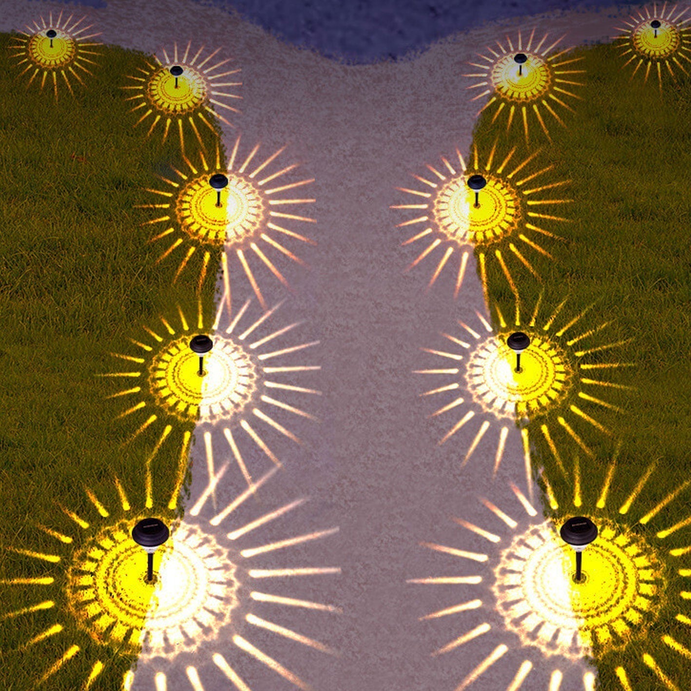 Skorter | Solar waterproof circular divergent light shadow design LED outdoor garden decorative light