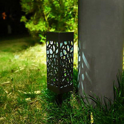 Skorter | Outdoor Solar Hollow Square Column LED Patio Lawn Ground Stake Light