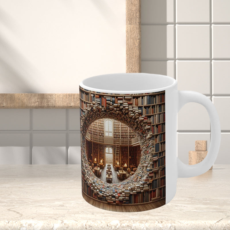 skorter | 3d Bookshelves Library Book Lovers Ceramic Mug