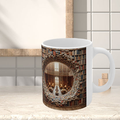skorter | 3d Bookshelves Library Book Lovers Ceramic Mug
