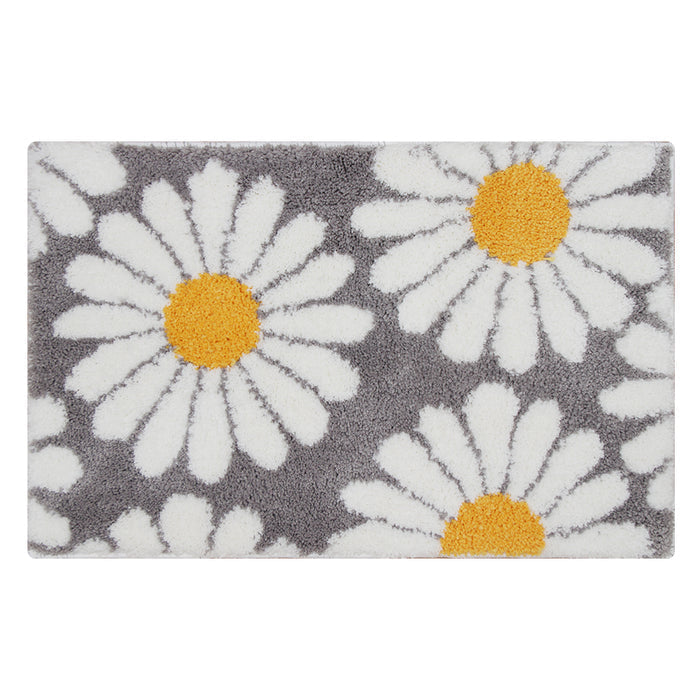Skorter | Feblilac Sweet Daisy Bath Mat, Purple Flower Carpet Bathroom