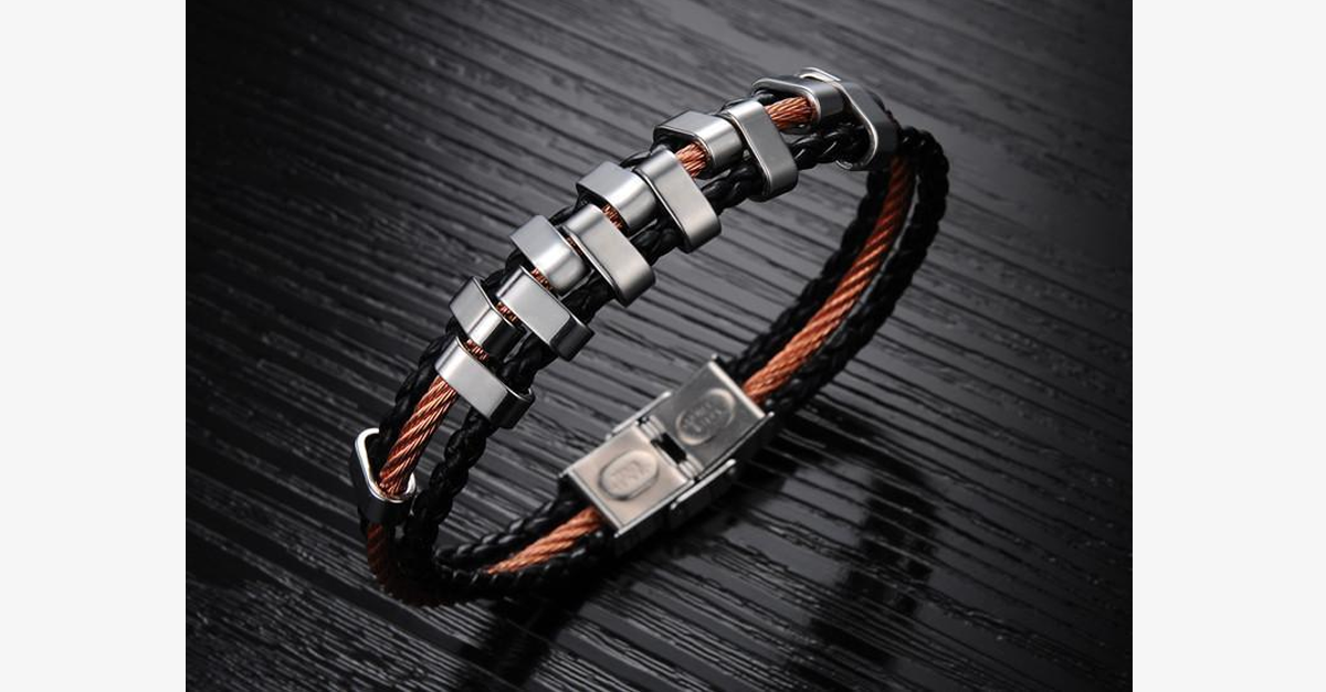 Skorter | Rough Tracks Stainless Steel Men's Bracelet
