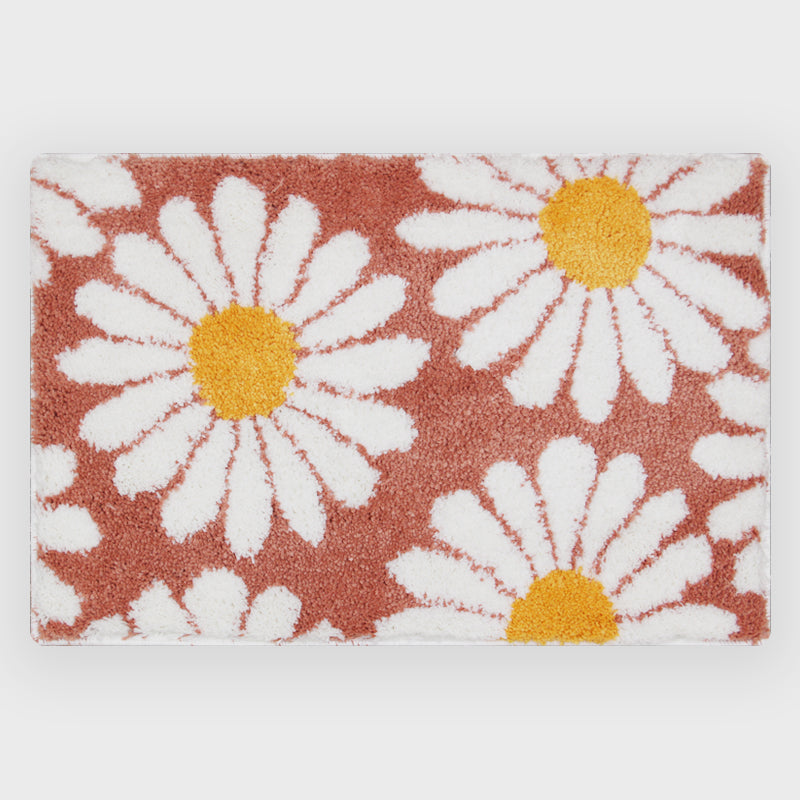Skorter | Feblilac Sweet Daisy Bath Mat, Purple Flower Carpet Bathroom