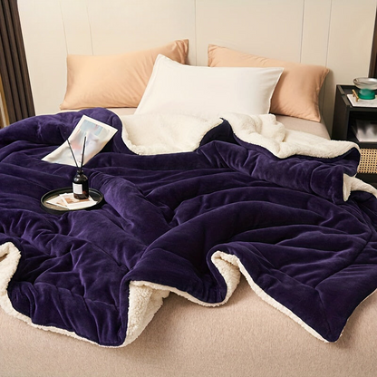 Skorter | Dark Purple Double-sided Blanket of Milk Fleece and Lambswool – Casual and Comfortable for Sofa and Bed