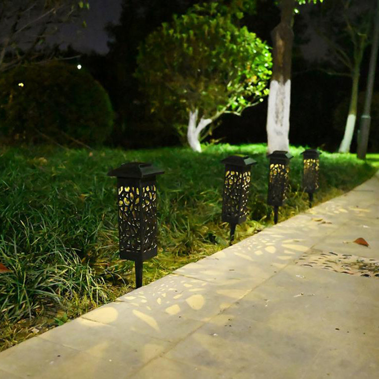 Skorter | Outdoor Solar Hollow Square Column LED Patio Lawn Ground Stake Light