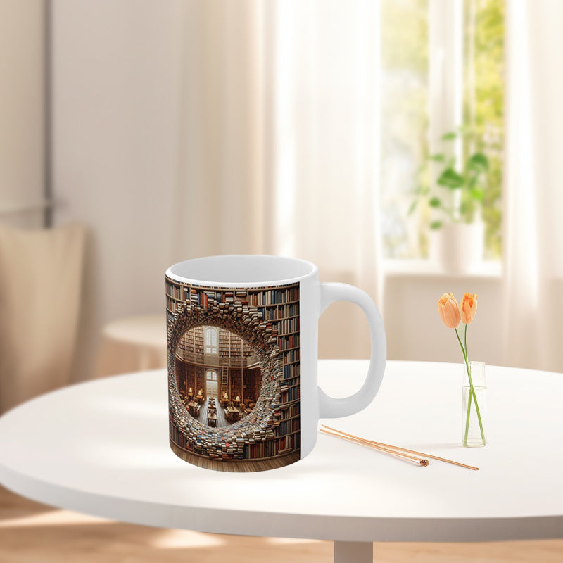 skorter | 3d Bookshelves Library Book Lovers Ceramic Mug