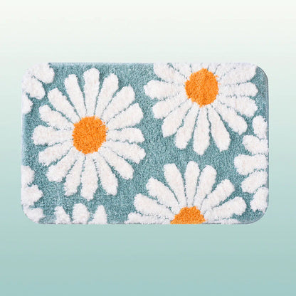 Skorter | Feblilac Sweet Daisy Bath Mat, Purple Flower Carpet Bathroom
